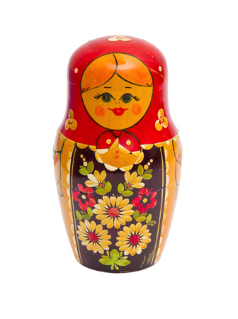 single russian doll isolated on whiteの写真素材