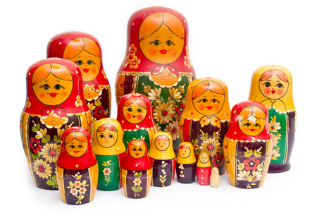 russian dolls on white backgroundの写真素材