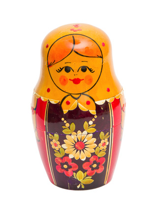 single russian doll isolated on whiteの写真素材