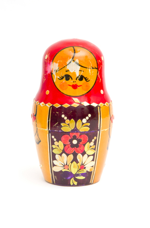 single russian doll isolated on whiteの写真素材