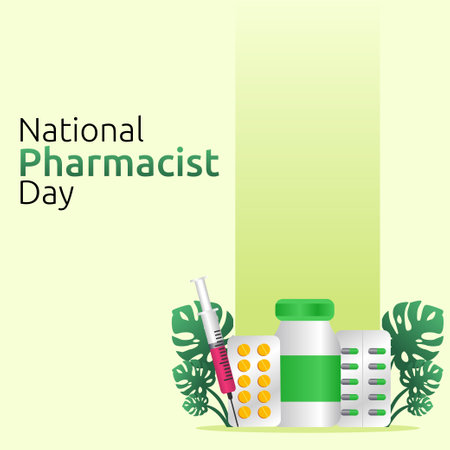vector graphic of national pharmacist day good for national pharmacist day celebration. flat design. flyer design.flat illustration.のイラスト素材