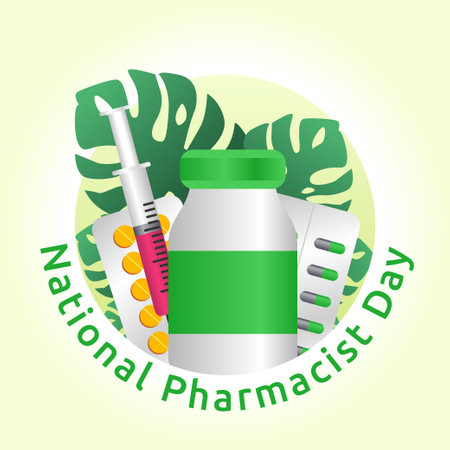 vector graphic of national pharmacist day good for national pharmacist day celebration. flat design. flyer design.flat illustration.のイラスト素材