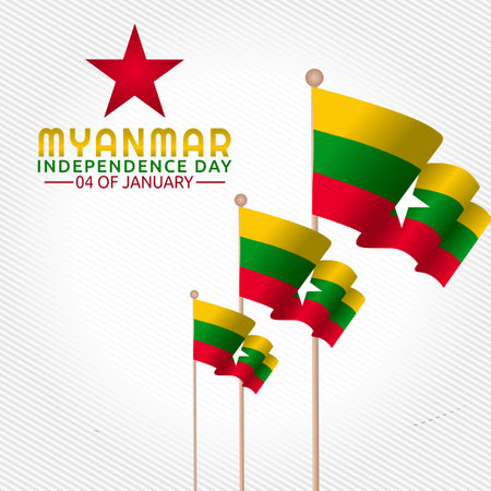 vector graphic of Myanmar independence day good for Myanmar independence day celebration. flat design. flyer design.flat illustration.のイラスト素材