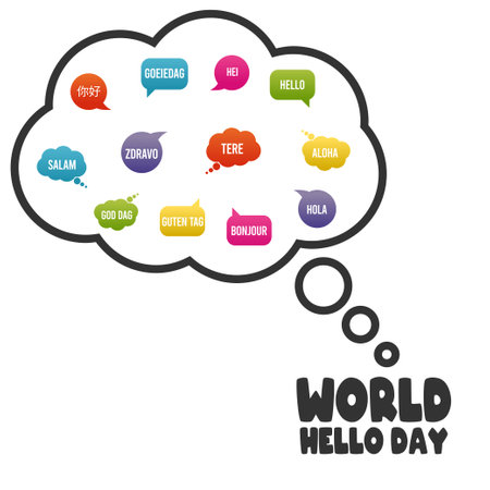 vector graphic of world hello day good for world hello day celebration. flat design. flyer design.flat illustration.のイラスト素材
