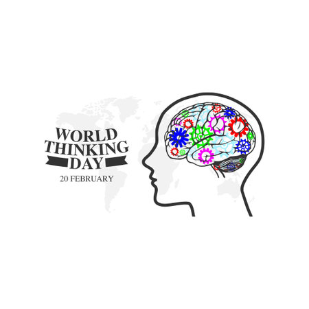 vector graphic of world thinking day good for world thinking day celebration. flat design. flyer design.flat illustration.のイラスト素材