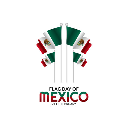 vector graphic of flag day of mexico good for flag day celebration. flat design. flyer design.flat illustration.のイラスト素材
