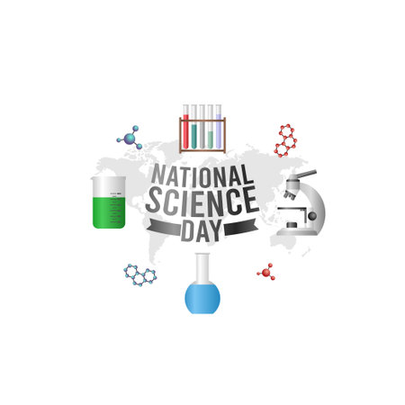 vector graphic of national science day good for science day celebration. flat design. flyer design.flat illustration.のイラスト素材