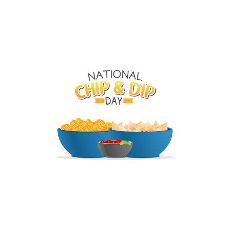 vector graphic of national chip and dip day good for national chip and dip day celebration. flat design. flyer design.flat illustration.のイラスト素材