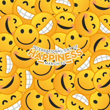 vector graphic of international day of happiness good for international day of happiness celebration. flat design. flyer design.flat illustration.のイラスト素材