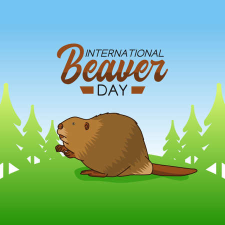 vector graphic of international beaver day good for international beaver day celebration. flat...