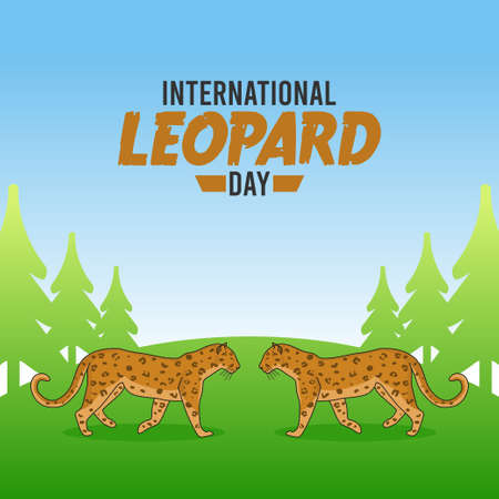 vector graphic of international leopard day good for international leopard day celebration. flat design. flyer design.flat illustration.のイラスト素材