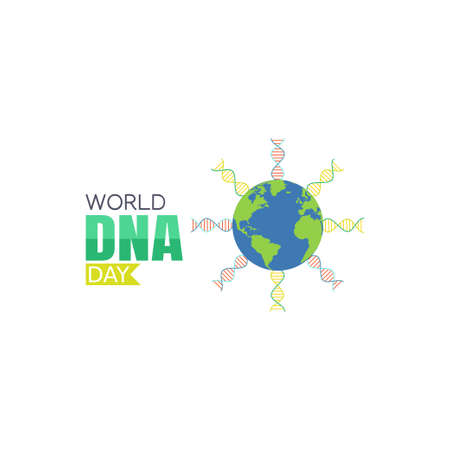 vector graphic of world dna day good for world dna day celebration. flat design. flyer design.flat illustration.のイラスト素材