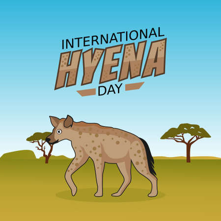 vector graphic of international hyena day good for international hyena day celebration. flat design. flyer design.flat illustration.のイラスト素材