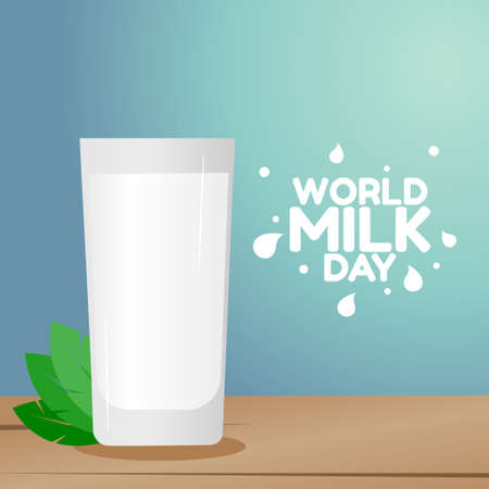 vector graphic of world milk day good for world milk day celebration. flat design. flyer design.flat illustration.のイラスト素材