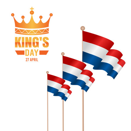 vector graphic of king's day good for king's day celebration. flat design. flyer design.flat illustration.のイラスト素材