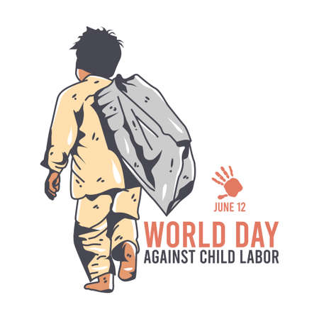vector graphic of world day against child labor good for day against child labor celebration. flat design. flyer design.flat illustration.のイラスト素材