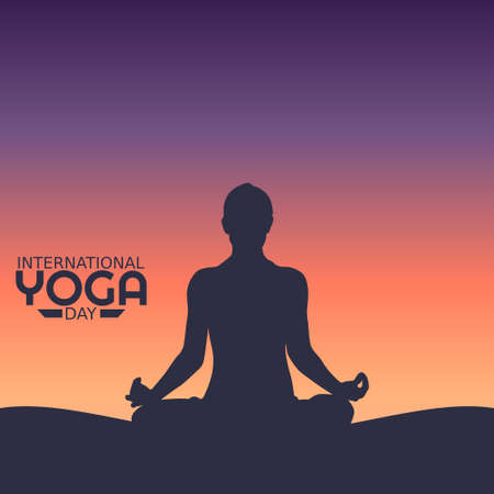 vector graphic of international yoga day good for international yoga day celebration. flat design. flyer design.flat illustration.のイラスト素材