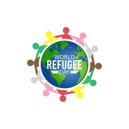 vector graphic of world refugee day good for world refugee day celebration. flat design. flyer design.flat illustration.のイラスト素材