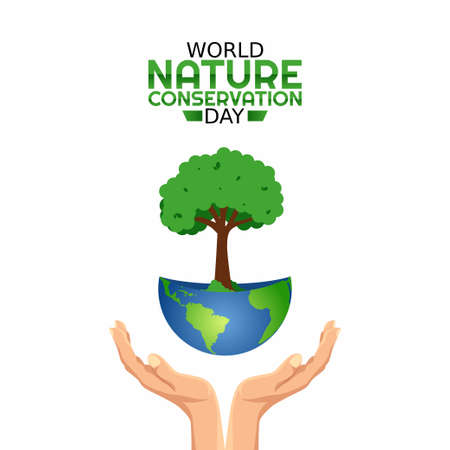 vector graphic of world nature conservation day good for world nature conservation day celebration. flat design. flyer design.flat illustration.のイラスト素材