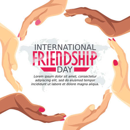 vector graphic of international friendship day good for international friendship day celebration. flat design. flyer design.flat illustration.のイラスト素材
