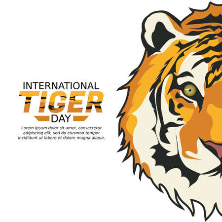 vector graphic of international tiger day good for international tiger day celebration. flat design. flyer design.flat illustration.のイラスト素材