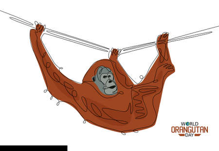 vector graphic of world orangutan day good for world orangutan day celebration. flat design. flyer design.flat illustration.のイラスト素材