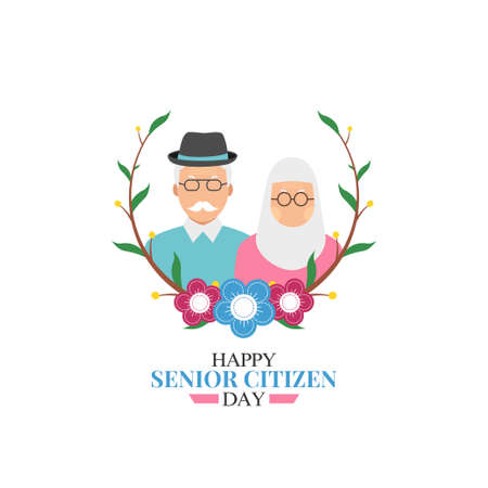 vector graphic of senior citizen day good for senior citizen day celebration. flat design. flyer design.flat illustration.のイラスト素材