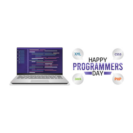 vector graphic of happy programmers day good for happy programmers day celebration. flat design.のイラスト素材