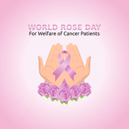 Vector graphic of world rose day for welfare of cancer patients good for world rose day for welfare of cancer patients celebration. flat design. flyer design.flat illustration.のイラスト素材