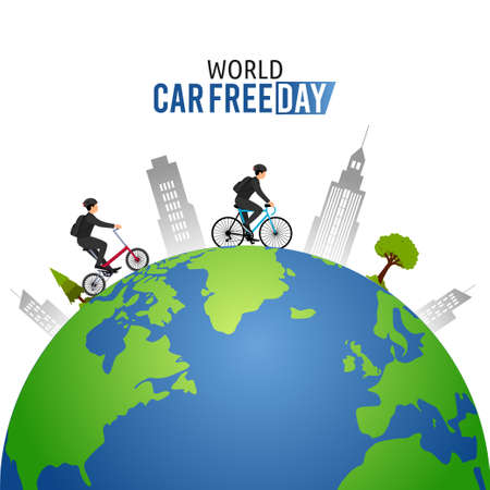 Vector graphic of world car free day good for world car free day celebration. flat design. flyer design.flat illustration.のイラスト素材