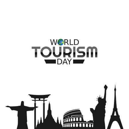vector graphic of world tourism day good for world tourism day celebration. flat design. flyer design.flat illustration.のイラスト素材