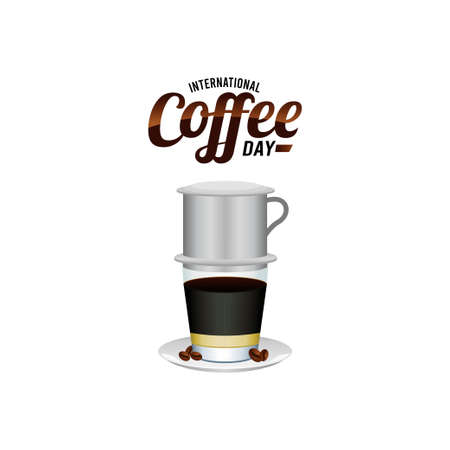 vector graphic of international coffee day good for international coffee day celebration. flat design. flyer design.flat illustration.のイラスト素材