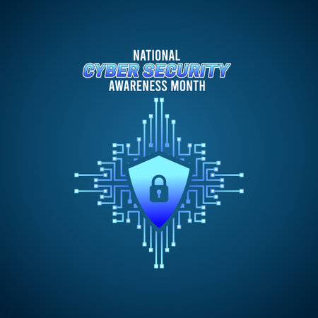 vector graphic of national cyber security awareness month good for national cyber security awareness celebration. flat design. flyer design.flat illustration.のイラスト素材