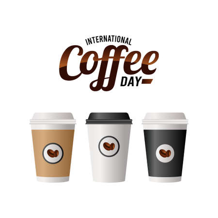 vector graphic of international coffee day good for international coffee day celebration. flat design. flyer design.flat illustration.のイラスト素材