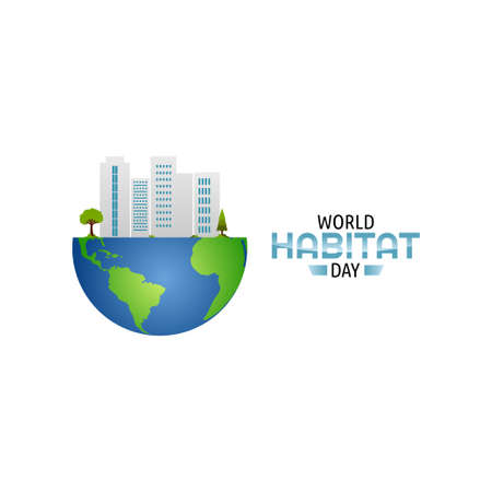 vector graphic of world habitat day good for world habitat day celebration. flat design. flyer design.flat illustration.のイラスト素材