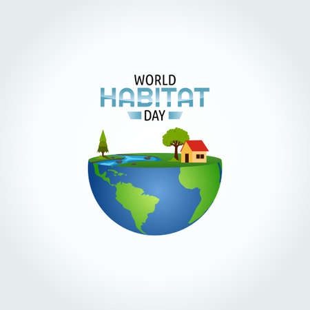 vector graphic of world habitat day good for world habitat day celebration. flat design. flyer design.flat illustration.のイラスト素材