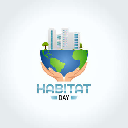 vector graphic of world habitat day good for world habitat day celebration. flat design. flyer design.flat illustration.のイラスト素材