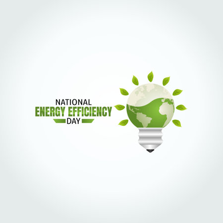 vector graphic of national energy efficiency day good for national energy efficiency day celebration. flat design. flyer design.flat illustration.のイラスト素材