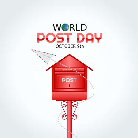 vector graphic of world post day good for world post day celebration. flat design. flyer design.flat illustration.のイラスト素材