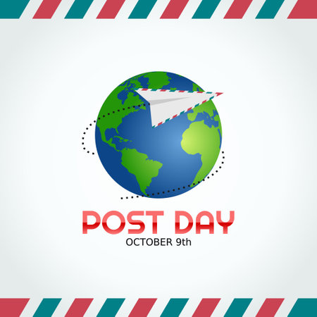 vector graphic of world post day good for world post day celebration. flat design. flyer design.flat illustration.のイラスト素材