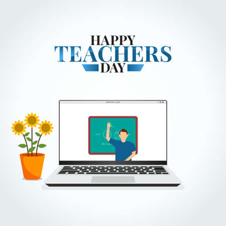 vector graphic of happy teachers day good for happy teachers day celebration. flat design. flyer design.flat illustration.のイラスト素材