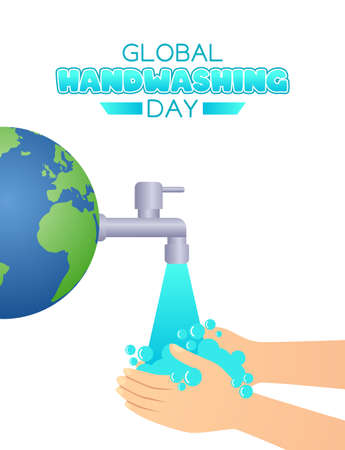 vector graphic of global handwashing day good for global handwashing day celebration. flat design. flyer design.flat illustration.のイラスト素材