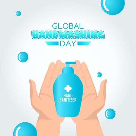 vector graphic of global handwashing day good for global handwashing day celebration. flat design. flyer design.flat illustration.のイラスト素材
