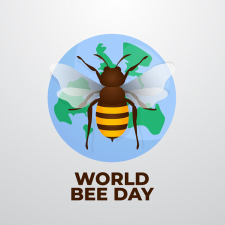 vector graphic of World Bee Day good for World Bee Day celebration. flat design. flyer design.flat illustration.のイラスト素材