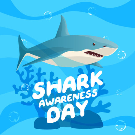 vector graphic of Shark Awareness Day good for Shark Awareness Day celebration. flat design. flyer design.flat illustration.のイラスト素材