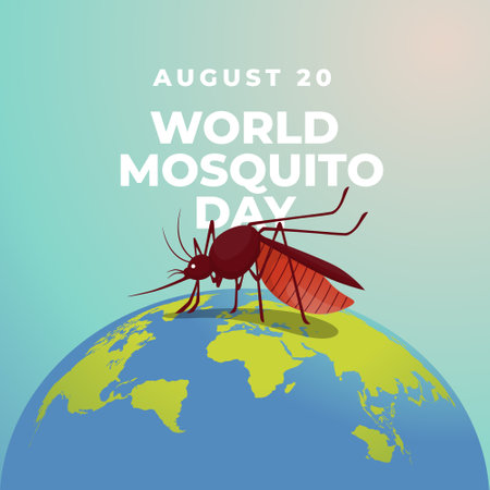 vector graphic of World Mosquito Day good for World Mosquito Day celebration. flat design. flyer design.flat illustration.のイラスト素材