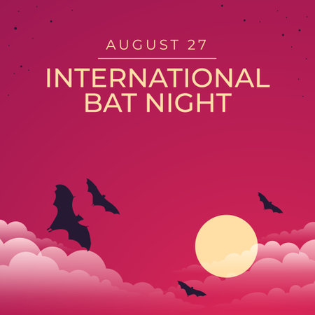 vector graphic of International Bat Night good for International Bat Night celebration. flat design. flyer design.flat illustration.のイラスト素材