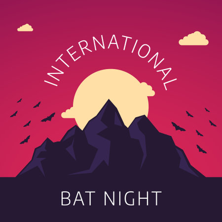 vector graphic of International Bat Night good for International Bat Night celebration. flat design. flyer design.flat illustration.のイラスト素材