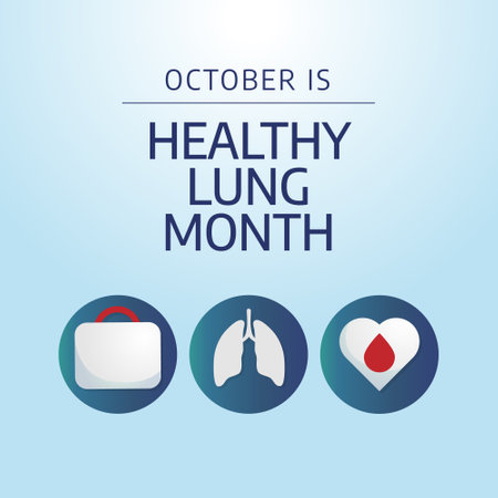 Flyers promoting Healthy Lung Month or associated events may be made using vector pictures regarding the month. design of a flyer, a celebration.のイラスト素材