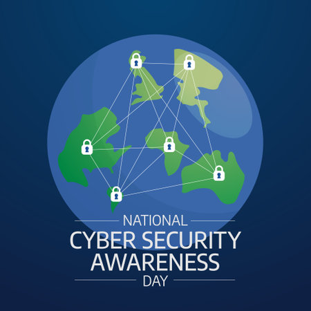 Flyers promoting National Cybersecurity Awareness Month or associated events can utilize the National Cybersecurity Awareness Month vector illustrations. design of a flyer, a celebration.のイラスト素材